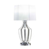 Benzara Acrylic Table Lamp with Fabric Shade and Vase Support, Clear and Chrome