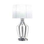 Benzara Acrylic Table Lamp with Fabric Shade and Vase Support, Clear and Chrome