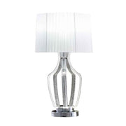 Benzara Acrylic Table Lamp with Fabric Shade and Vase Support, Clear and Chrome