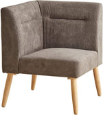 Benzara Fabric Upholstered Corner Sectional Sofa with Wooden Legs, Gray and Brown