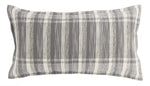 Benzara Rectangular Fabric Throw Pillow with Plaid Pattern, Gray