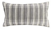 Benzara Rectangular Fabric Throw Pillow with Plaid Pattern, Gray