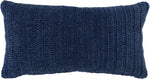Benzara BM228837 Rectangular Fabric Throw Pillow with Hand Knit Details and Knife Edges,Blue