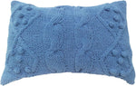 Benzara 20 X 14 Inch Cotton Cable Knit Pillow with Twisted Details, Set of 2, Blue