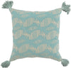 Benzara BM228746 Fabric Wrapped Throw Pillow with Handwoven Pattern and Tassels, Blue