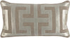 Benzara Embroidered Rectangular Fabric Throw Pillow, Brown and Silver
