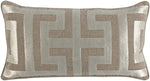 Benzara Embroidered Rectangular Fabric Throw Pillow, Brown and Silver