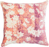 Benzara Fabric Wrapped Throw Pillow with Printed Floral Pattern, Orange and White