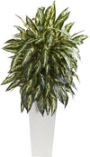 Nearly Natural 8197 35" Artificial Green Aglonema Plant in White Planter