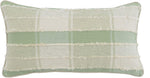 Benzara BM228605 Fabric Throw Pillow with Plaid Pattern and Shag Stripe Accents, Green