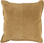 Benzara Square Leatherette Throw Pillow with Flanged Edges, Brown