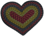 Earth Rugs C-238 Burgundy/Olive/Charcoal Heart Placemat 12``x17``