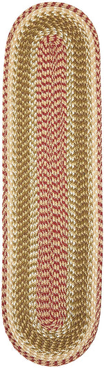 Earth Rugs C-24 Olive/Burgundy/Gray Oval Table Runner 13``x48``