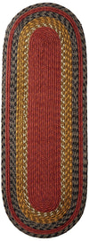 Earth Rugs C-238 Burg/Olive/Charcoal Oval Table Runner 13``x36``