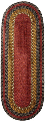 Earth Rugs C-238 Burg/Olive/Charcoal Oval Table Runner 13``x36``