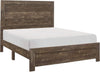 Benzara Rustic Panel Design Wooden Full Size Bed with Block Legs Support, Brown