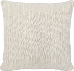 Benzara BM228828 Square Fabric Throw Pillow with Hand Knit Details and Knife Edges, White