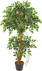 Nearly Natural 5544 4' Artificial Green Variegated Ficus Tree