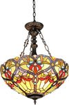 Byron, Tiffany-Style Victorian 2 Light Inverted Ceiling Pendent 18`` Shade