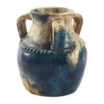 Sagebrook Home 19008-01 Terracotta, 10" Triple Handle Jug, Blue/Ivory