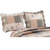 Benzara Douro Fabric Reversible Pillow Sham with Patchwork and Scalloped Ends, Brown