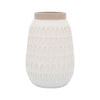 Sagebrook Home 16945-03 Ceramic, 8" Carved Vase, Beige
