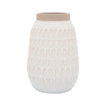 Sagebrook Home 16945-03 Ceramic, 8" Carved Vase, Beige