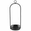 Benzara BM209856 Industrial Style Metal Frame Hanging Glass Hurricane, Black and Clear