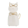 Sagebrook Home 17913-03 Cer 6", Puppy With Gold Glasses And Bowtie, White