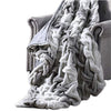 Benzara Eus Faux Fur Braided Reverse Flannel Throw, Silver