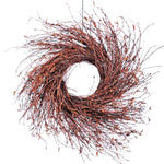 Benzara Sunburst Design Willow Wreath with Multiple Wooden Strands, Red