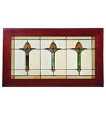 Meyda Lighting 97961 24" Wide X 14" High Arts & Crafts Bud Trio Wood Frame Stained Glass Window Panel