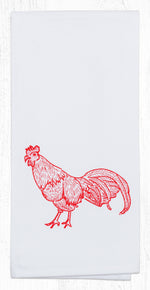 Earth Rugs T-519 Red Rooster Cotton Tea Towels 20``x28``