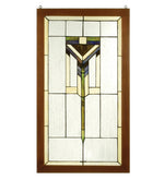 Meyda Lighting 98099 17"W X 30"H Prairie Wood Frame Stained Glass Window Panel