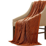 Benzara Dreux Cable Knitted Acrylic Throw with Seed Stitch Design, Brown