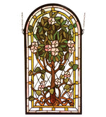 Meyda Lighting 99049 15"W X 29"H Arched Tree of Life Stained Glass Window Panel