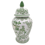 Sagebrook Home 17973-03 Ceramic, 18" Temple Jar Bird/Flower, Green