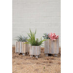 Kalalou CLNR1009 White Washed Recycled Wood Square Planters Set of 3