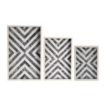 Sagebrook Home 17471-01 Resin, Set of 3 13/18/24" Chevron Trays, Gray/White