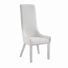 Benzara Leatherette Dining Chair with Vertically Stitched Backrest, Set of 2, White