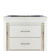 Benzara Contemporary Wooden Nightstand with 2 drawers and LED Lighting, White