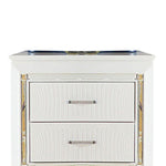Benzara Contemporary Wooden Nightstand with 2 drawers and LED Lighting, White