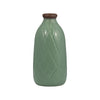 Sagebrook Home 17930-13 Ceramic, 9" Plaid Textured Vase, Dark Sage