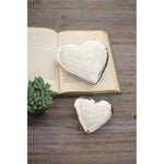 Kalalou NRS1156 Cast Aluminum Heart Boxes, Silver Set of 2
