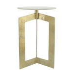 Sagebrook Home 16589 Metal, 25", Side Table With White Marble Top, Gold