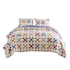 Benzara 3 Piece Microfiber King Size Quilt Set with Geometric Print, Multicolor