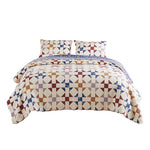 Benzara 3 Piece Microfiber King Size Quilt Set with Geometric Print, Multicolor