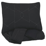 Benzara Geometrically stitched Full Size Fabric Comforter set with 2 Shams, Black
