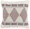 Benzara BM228896 Handwoven Fabric Throw Pillow with Geometric Pattern, Beige and Red