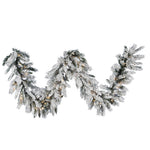 Vickerman A128217 9' Snow Ridge Artificial Christmas Garland Clear Dura-Lit Incandescent Lights